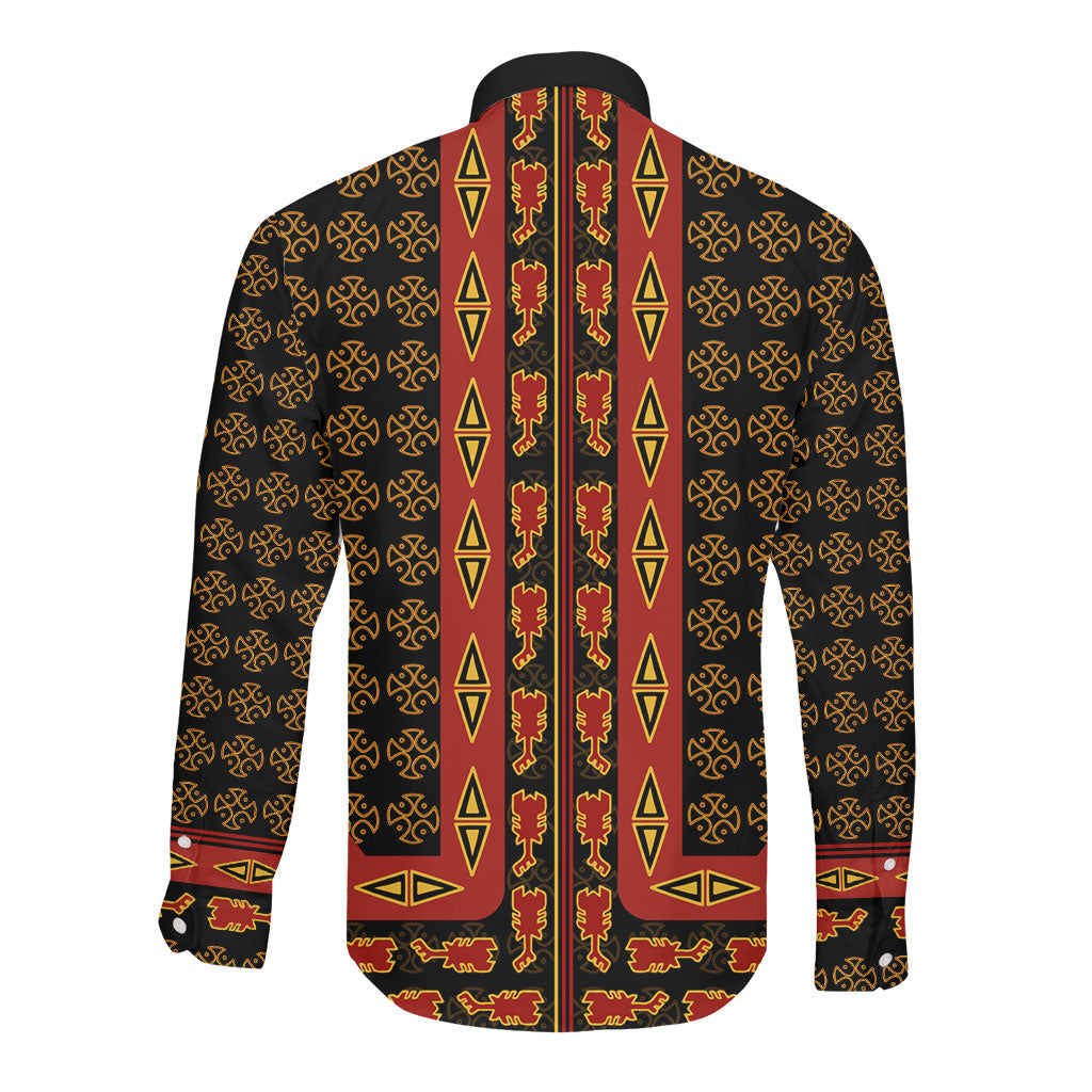 Cameroon Toghu Heritage Long Sleeve Button Shirt Traditional Bamenda Pattern In African