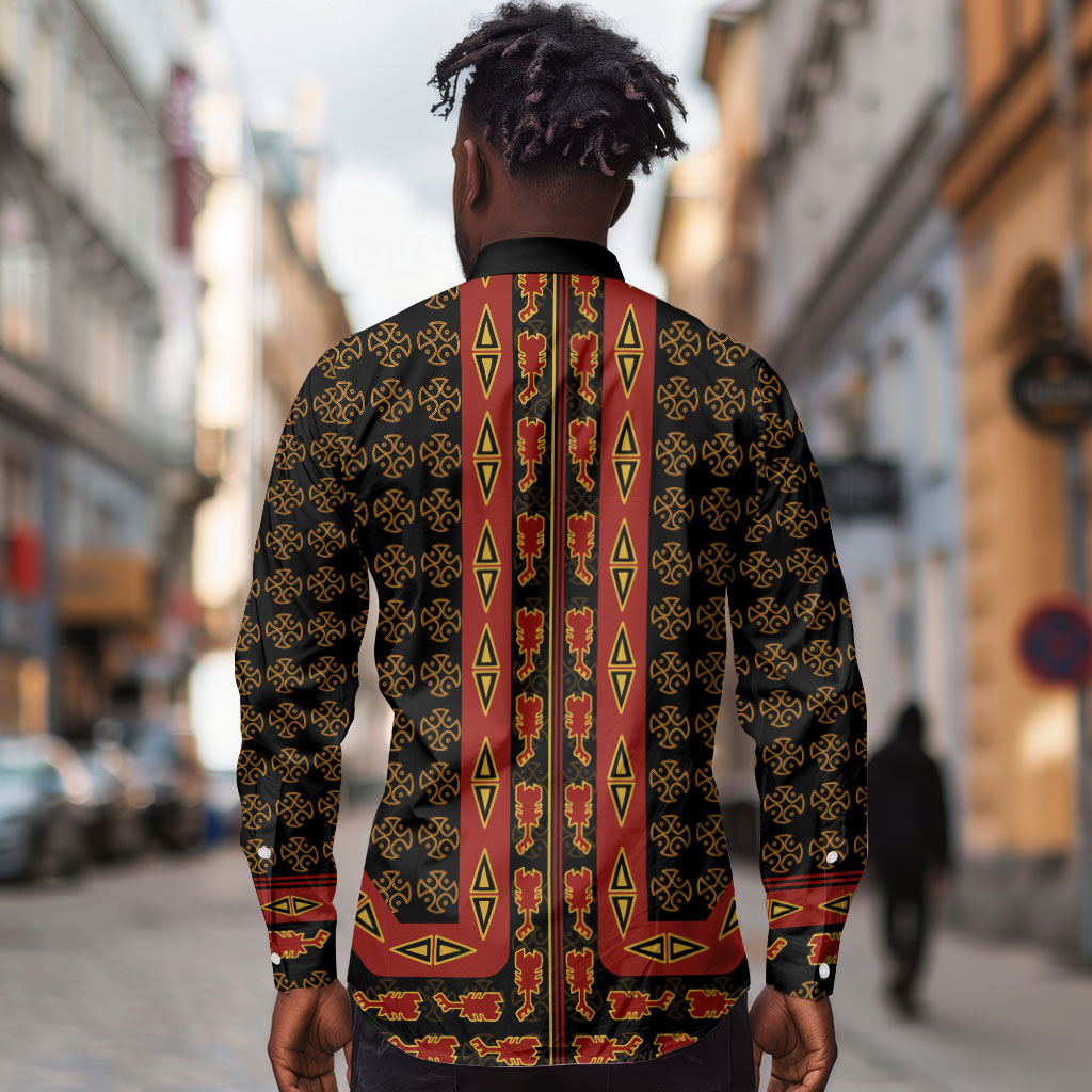 Cameroon Toghu Heritage Long Sleeve Button Shirt Traditional Bamenda Pattern In African