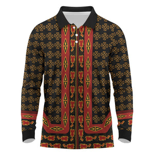 Cameroon Toghu Heritage Long Sleeve Polo Shirt Traditional Bamenda Pattern In African