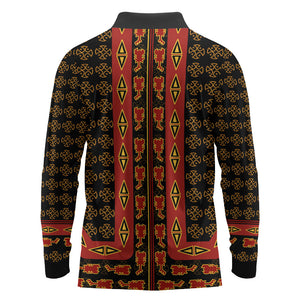 Cameroon Toghu Heritage Long Sleeve Polo Shirt Traditional Bamenda Pattern In African
