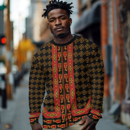 Cameroon Toghu Heritage Long Sleeve Shirt Traditional Bamenda Pattern In African