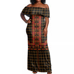 Cameroon Toghu Heritage Off Shoulder Maxi Dress Traditional Bamenda Pattern In African
