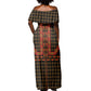 Cameroon Toghu Heritage Off Shoulder Maxi Dress Traditional Bamenda Pattern In African