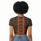 Cameroon Toghu Heritage Raglan Cropped T shirt Traditional Bamenda Pattern In African