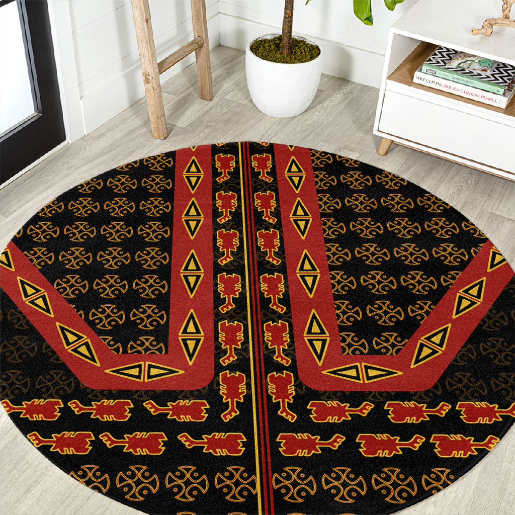 Cameroon Toghu Heritage Round Carpet Traditional Bamenda Pattern In African