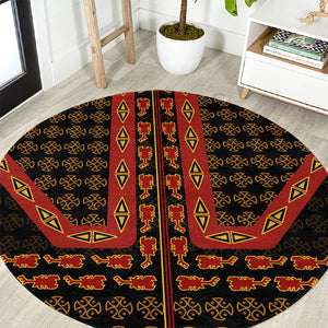 Cameroon Toghu Heritage Round Carpet Traditional Bamenda Pattern In African