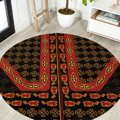 Cameroon Toghu Heritage Round Carpet Traditional Bamenda Pattern In African