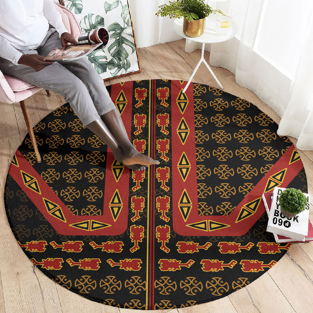 Cameroon Toghu Heritage Round Carpet Traditional Bamenda Pattern In African