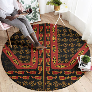 Cameroon Toghu Heritage Round Carpet Traditional Bamenda Pattern In African