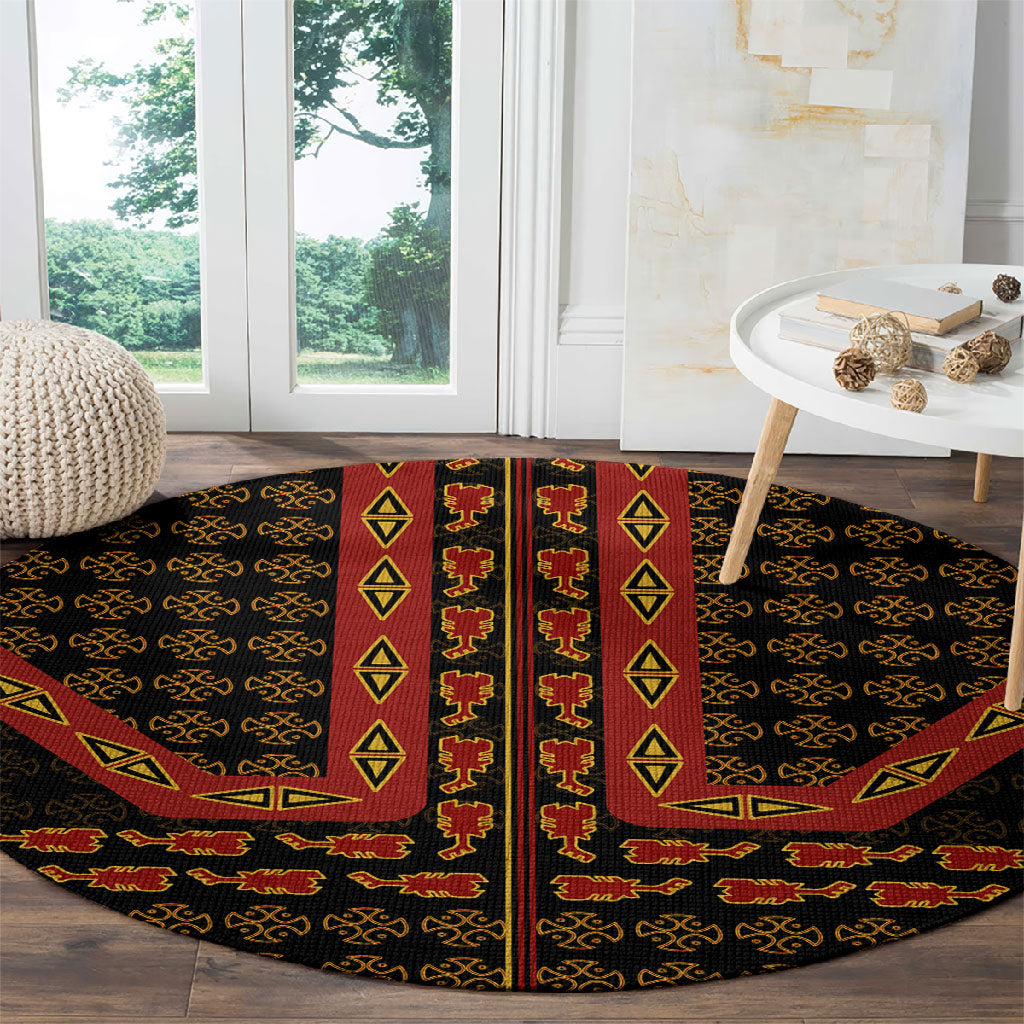 Cameroon Toghu Heritage Round Carpet Traditional Bamenda Pattern In African