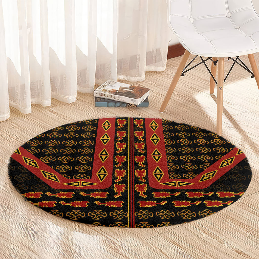 Cameroon Toghu Heritage Round Carpet Traditional Bamenda Pattern In African