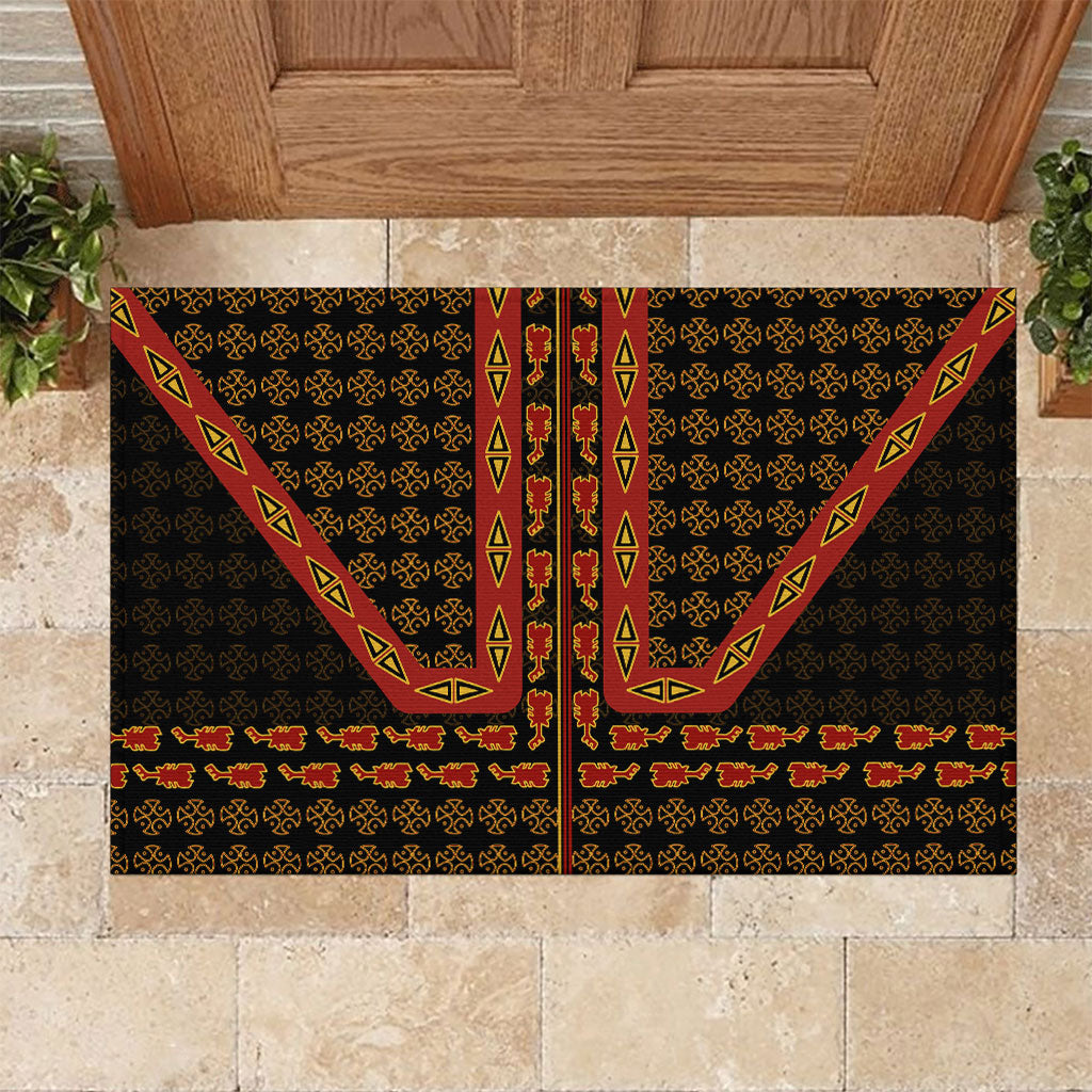 Cameroon Toghu Heritage Rubber Doormat Traditional Bamenda Pattern In African