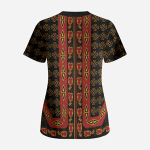 Cameroon Toghu Heritage Scrub Top Traditional Bamenda Pattern In African