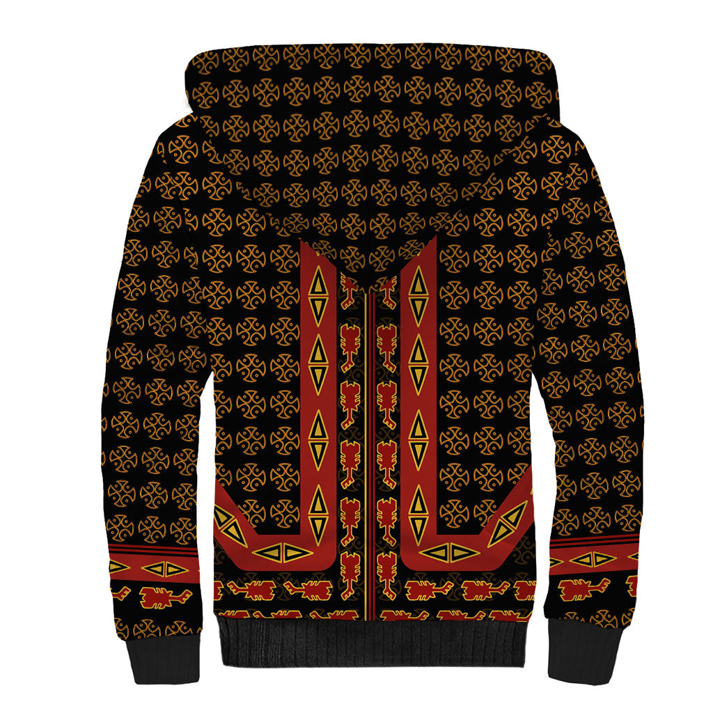 Cameroon Toghu Heritage Sherpa Hoodie Traditional Bamenda Pattern In African