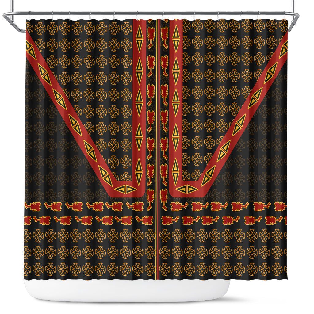 Cameroon Toghu Heritage Shower Curtain Traditional Bamenda Pattern In African