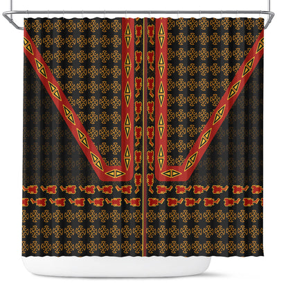 Cameroon Toghu Heritage Shower Curtain Traditional Bamenda Pattern In African