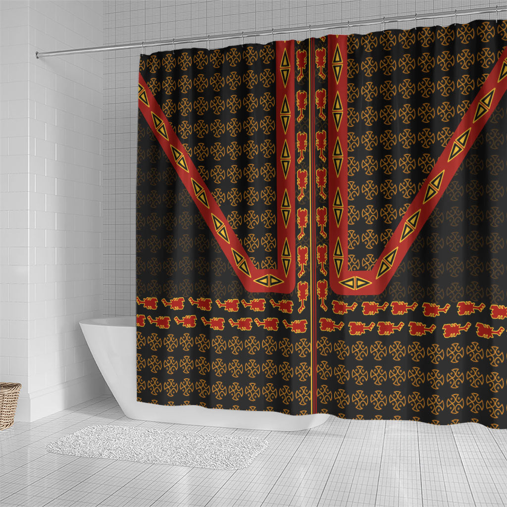 Cameroon Toghu Heritage Shower Curtain Traditional Bamenda Pattern In African