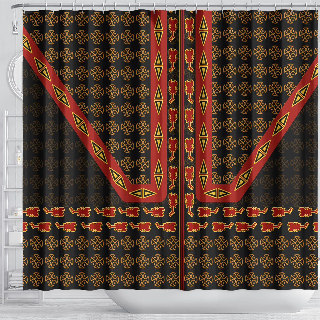 Cameroon Toghu Heritage Shower Curtain Traditional Bamenda Pattern In African