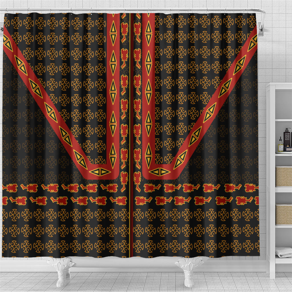 Cameroon Toghu Heritage Shower Curtain Traditional Bamenda Pattern In African