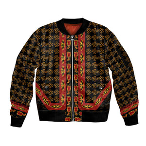 Cameroon Toghu Heritage Sleeve Zip Bomber Jacket Traditional Bamenda Pattern In African
