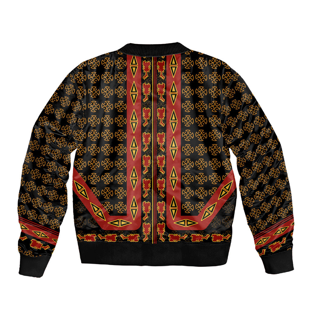Cameroon Toghu Heritage Sleeve Zip Bomber Jacket Traditional Bamenda Pattern In African