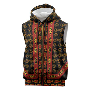 Cameroon Toghu Heritage Sleeveless Hoodie Traditional Bamenda Pattern In African