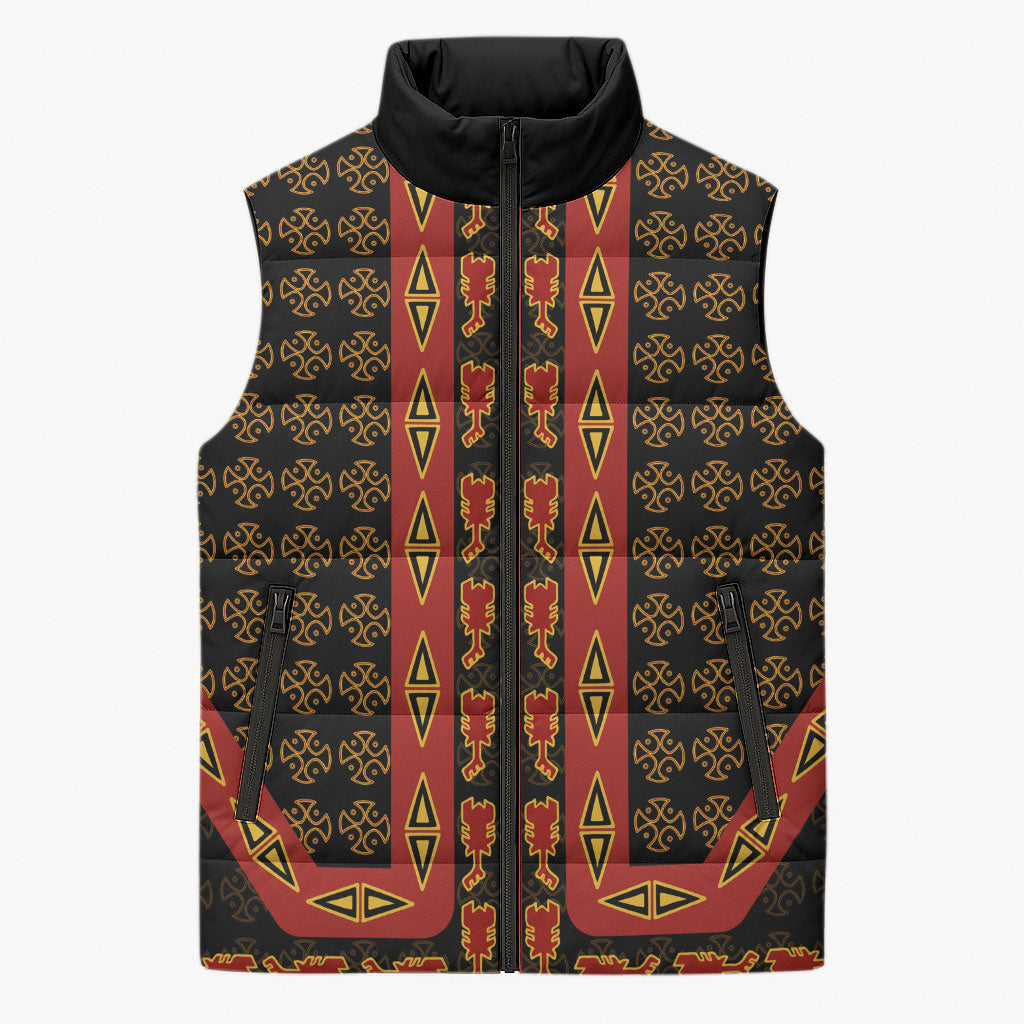 Cameroon Toghu Heritage Sleeveless Puffer Jacket Traditional Bamenda Pattern In African