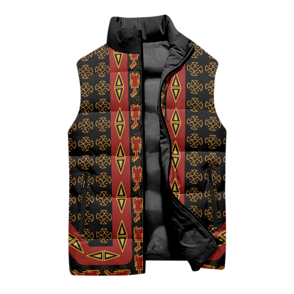 Cameroon Toghu Heritage Sleeveless Puffer Jacket Traditional Bamenda Pattern In African