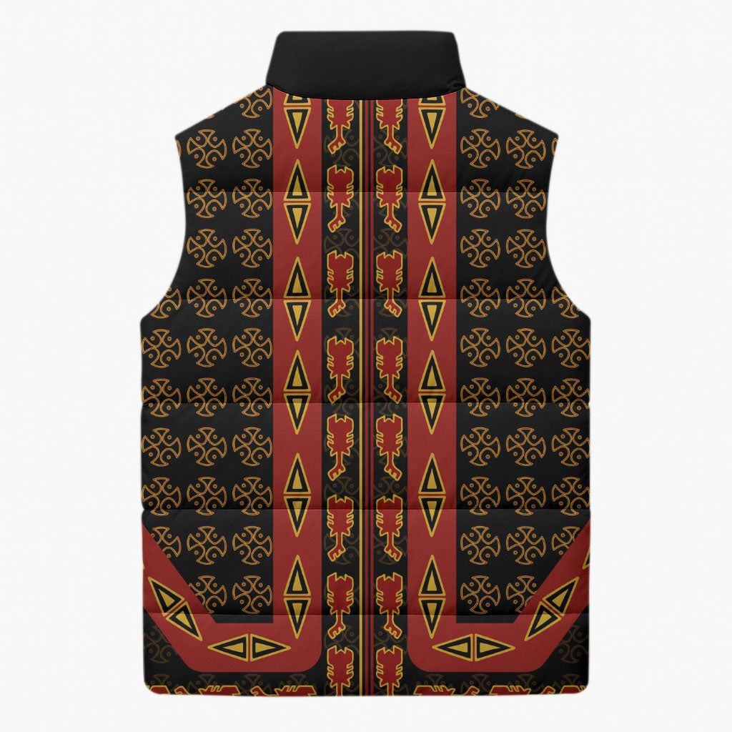 Cameroon Toghu Heritage Sleeveless Puffer Jacket Traditional Bamenda Pattern In African