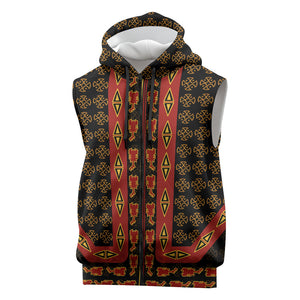 Cameroon Toghu Heritage Sleeveless Zip Hoodie Traditional Bamenda Pattern In African