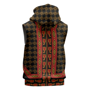 Cameroon Toghu Heritage Sleeveless Zip Hoodie Traditional Bamenda Pattern In African