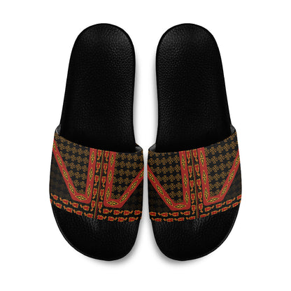 Cameroon Toghu Heritage Slide Sandals Traditional Bamenda Pattern In African