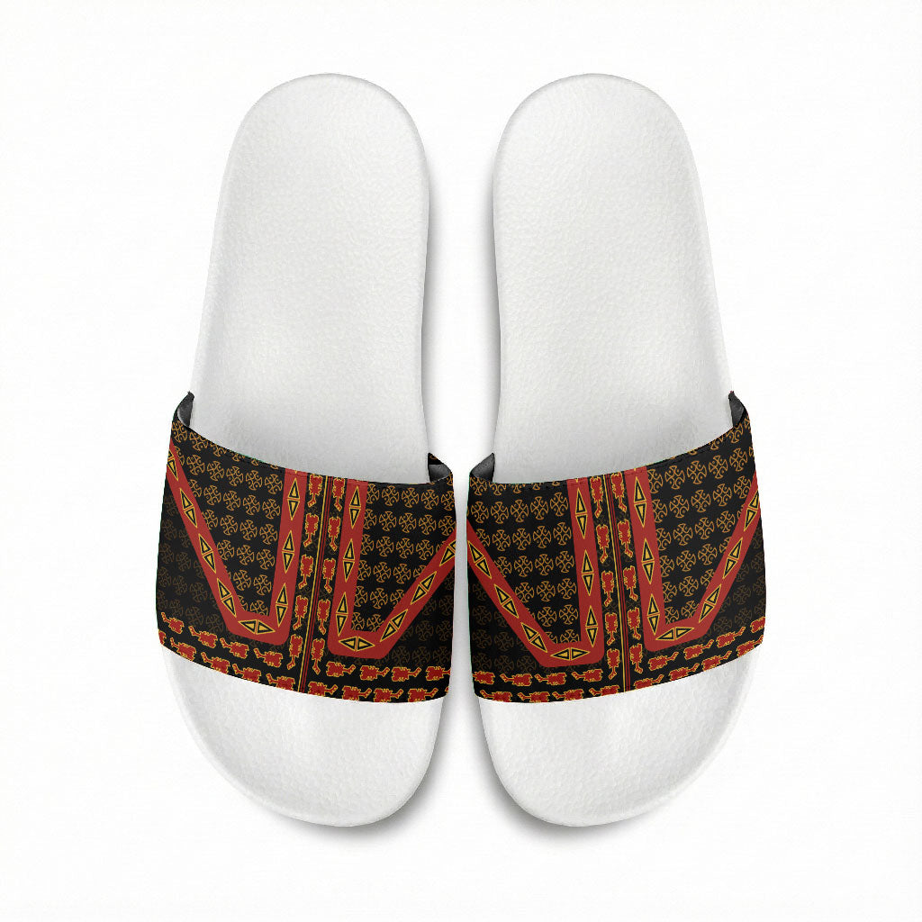 Cameroon Toghu Heritage Slide Sandals Traditional Bamenda Pattern In African