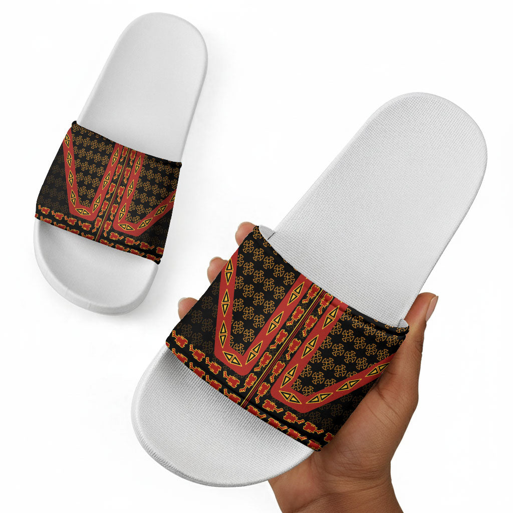 Cameroon Toghu Heritage Slide Sandals Traditional Bamenda Pattern In African