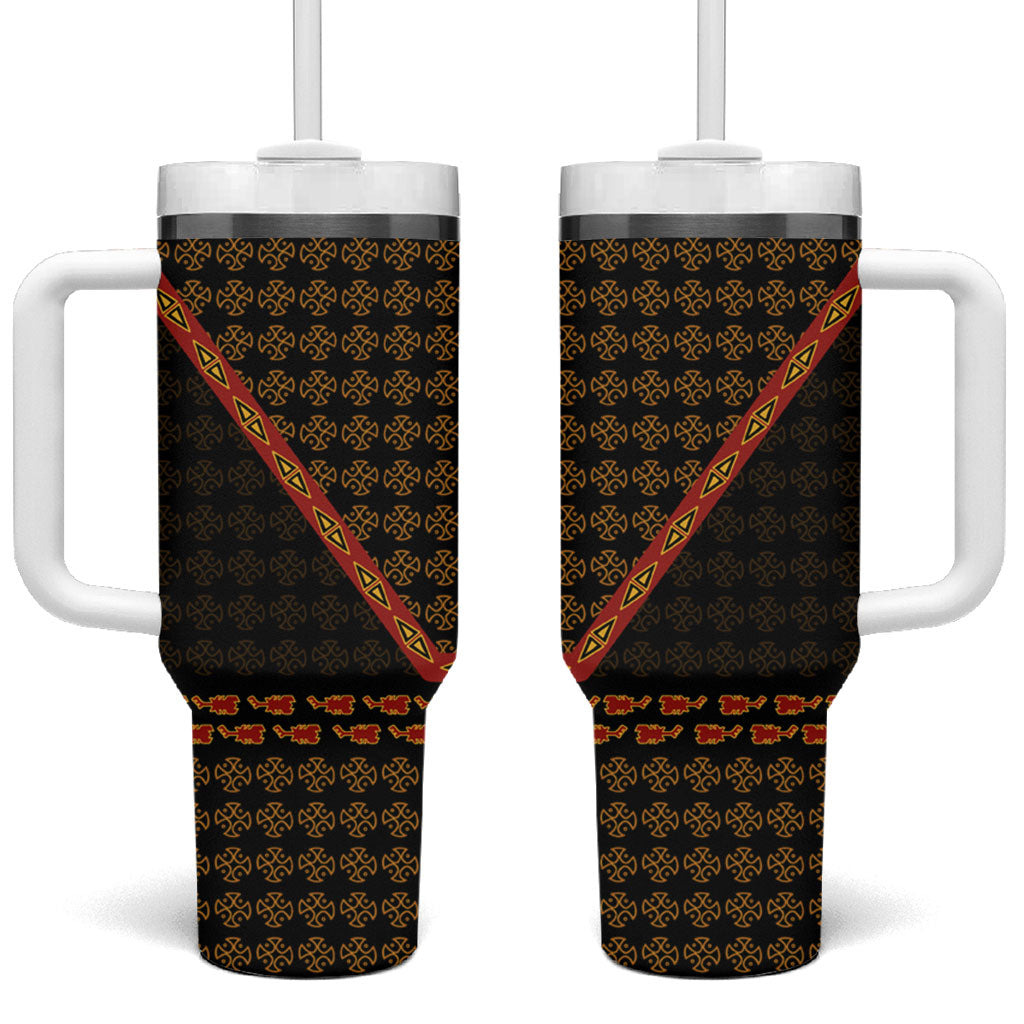 Cameroon Toghu Heritage Tumbler With Handle Traditional Bamenda Pattern In African