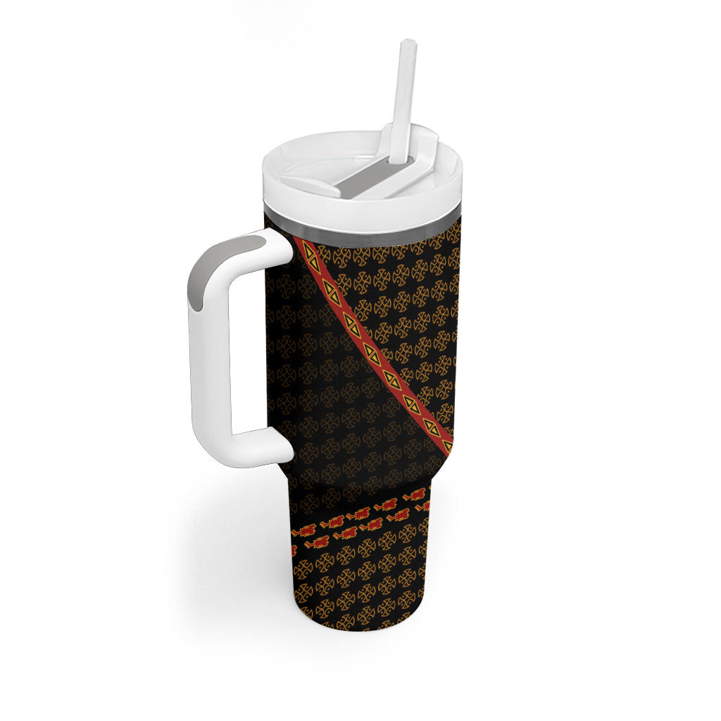 Cameroon Toghu Heritage Tumbler With Handle Traditional Bamenda Pattern In African