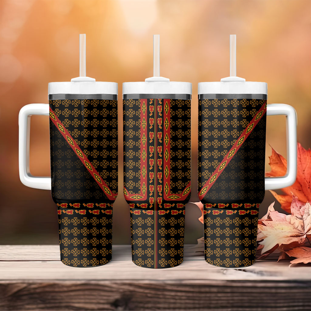 Cameroon Toghu Heritage Tumbler With Handle Traditional Bamenda Pattern In African