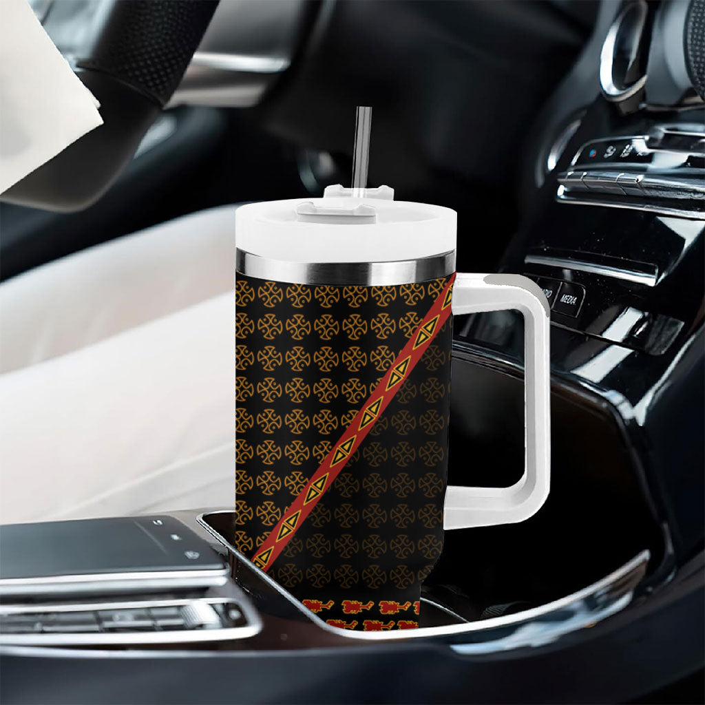 Cameroon Toghu Heritage Tumbler With Handle Traditional Bamenda Pattern In African