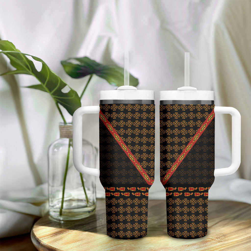 Cameroon Toghu Heritage Tumbler With Handle Traditional Bamenda Pattern In African