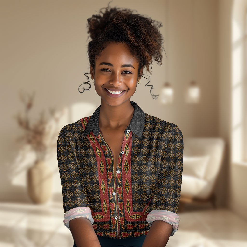 Cameroon Toghu Heritage Women Casual Shirt Traditional Bamenda Pattern In African