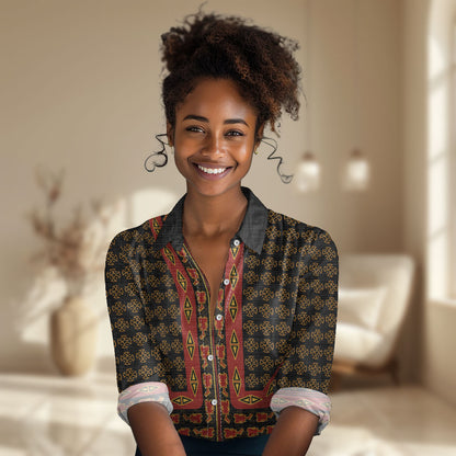 Cameroon Toghu Heritage Women Casual Shirt Traditional Bamenda Pattern In African