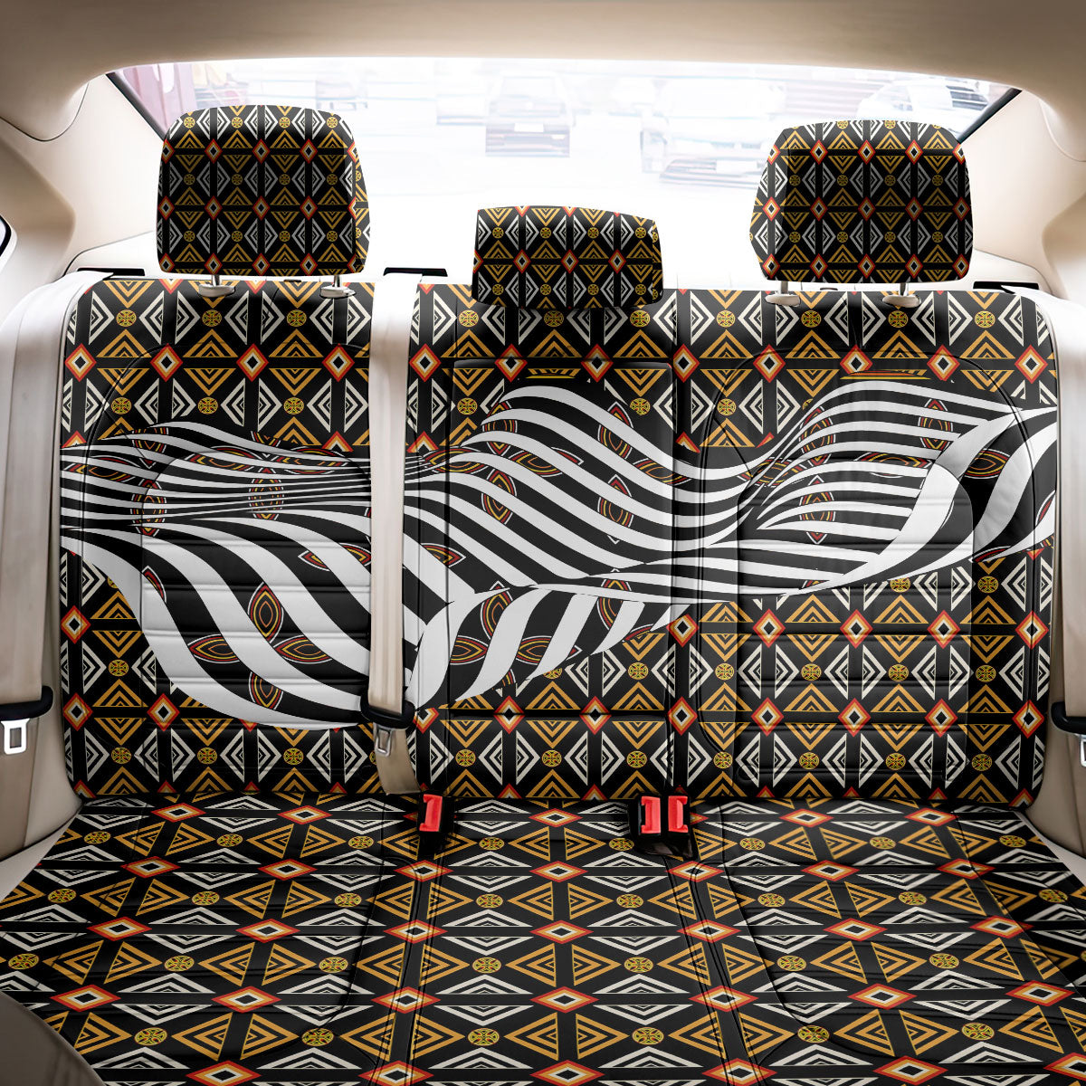 Cameroon Toghu Bamenda Back Car Seat Cover African Traditional Art