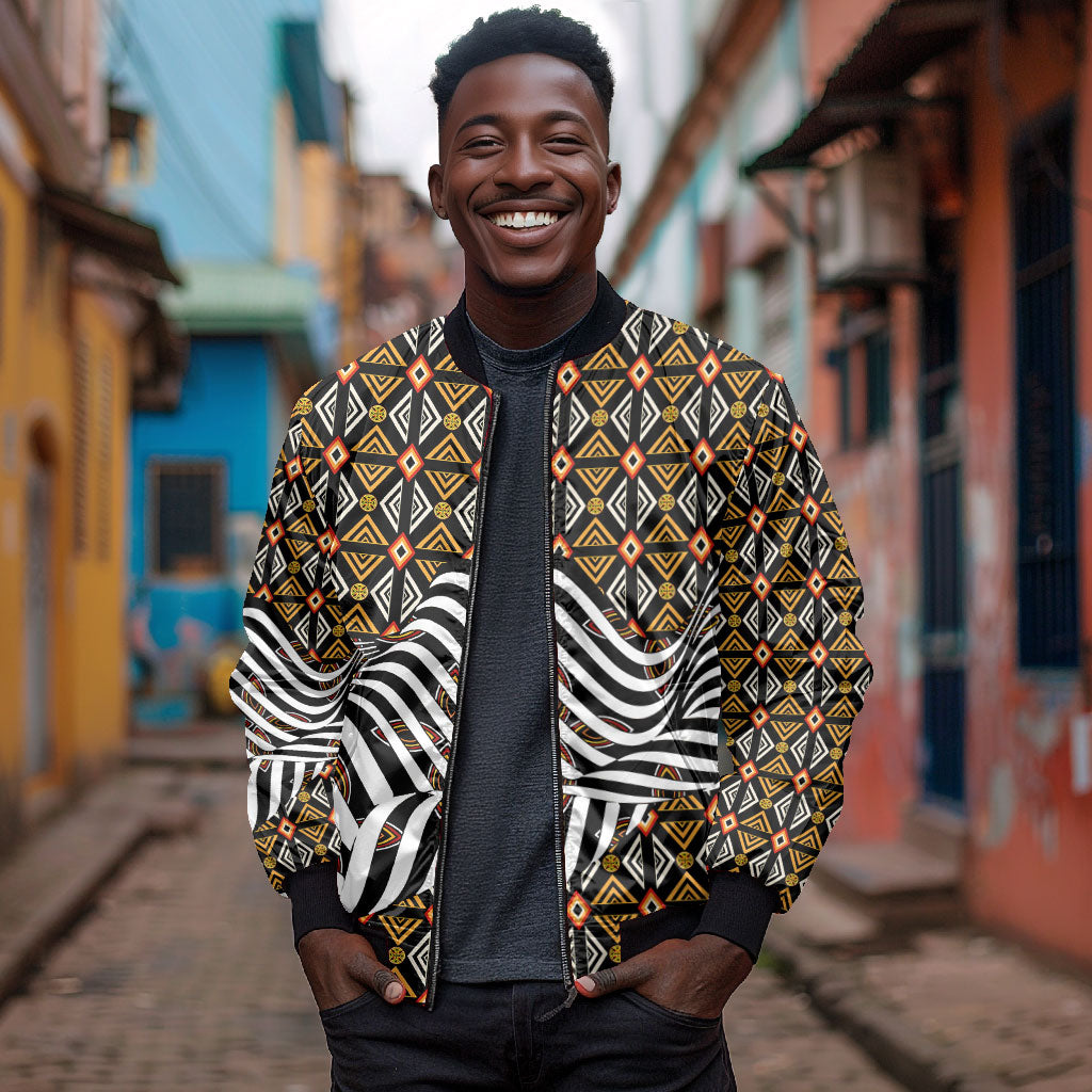 Cameroon Toghu Bamenda Bomber Jacket African Traditional Art