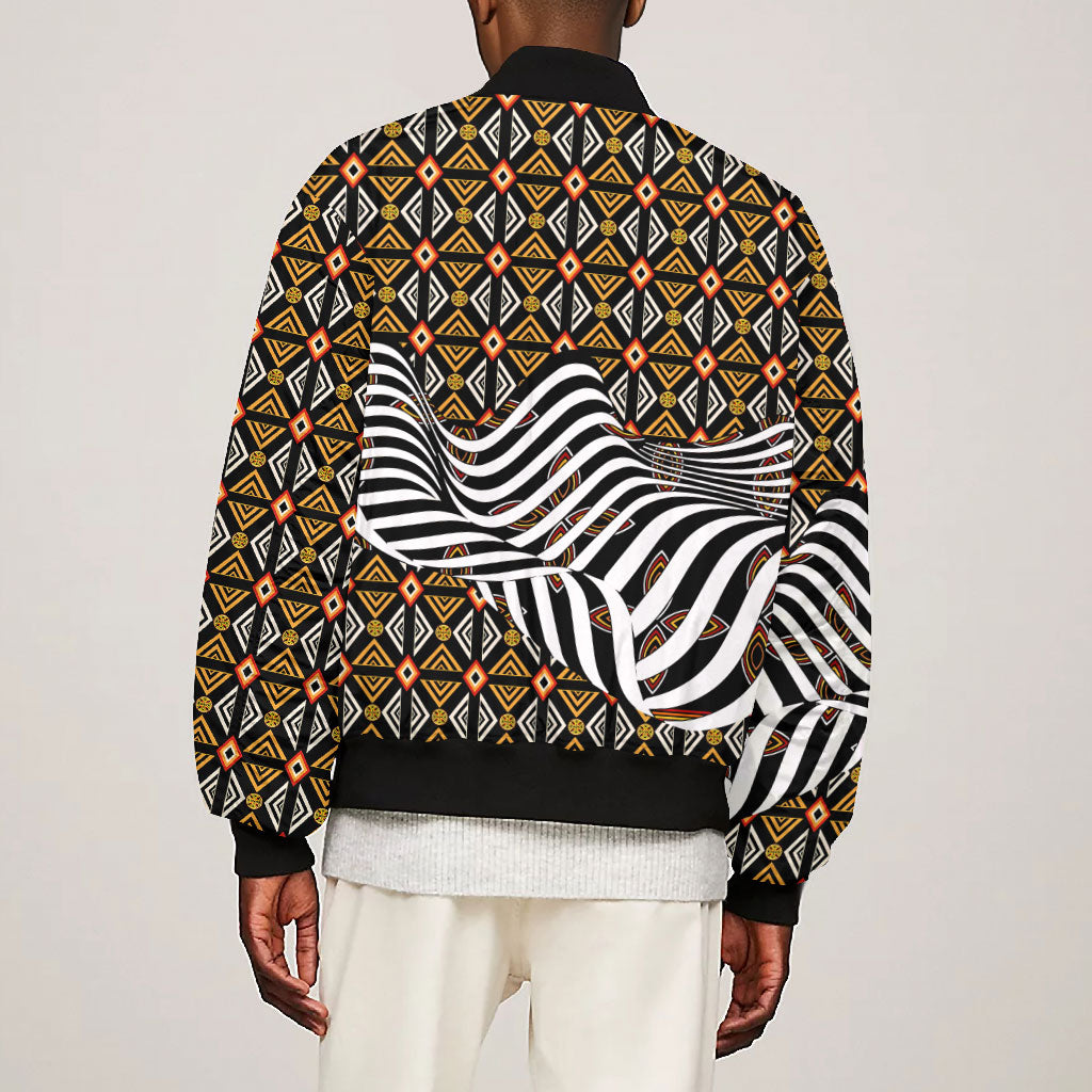 Cameroon Toghu Bamenda Bomber Jacket African Traditional Art