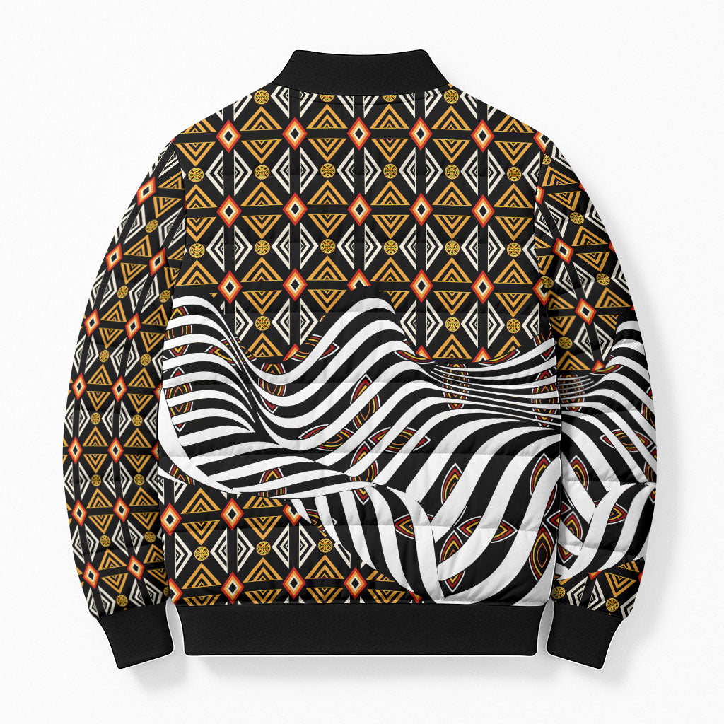Cameroon Toghu Bamenda Bomber Puffer Jacket African Traditional Art