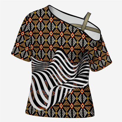 Cameroon Toghu Bamenda Cross Shoulder Shirt African Traditional Art