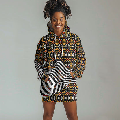 Cameroon Toghu Bamenda Hoodie Dress African Traditional Art