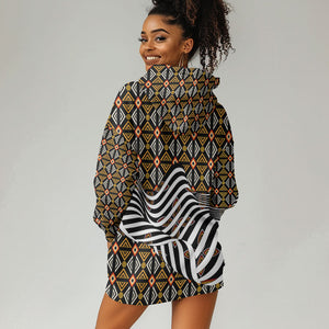 Cameroon Toghu Bamenda Hoodie Dress African Traditional Art