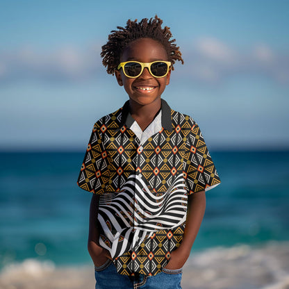 Cameroon Toghu Bamenda Kid Hawaiian Shirt African Traditional Art