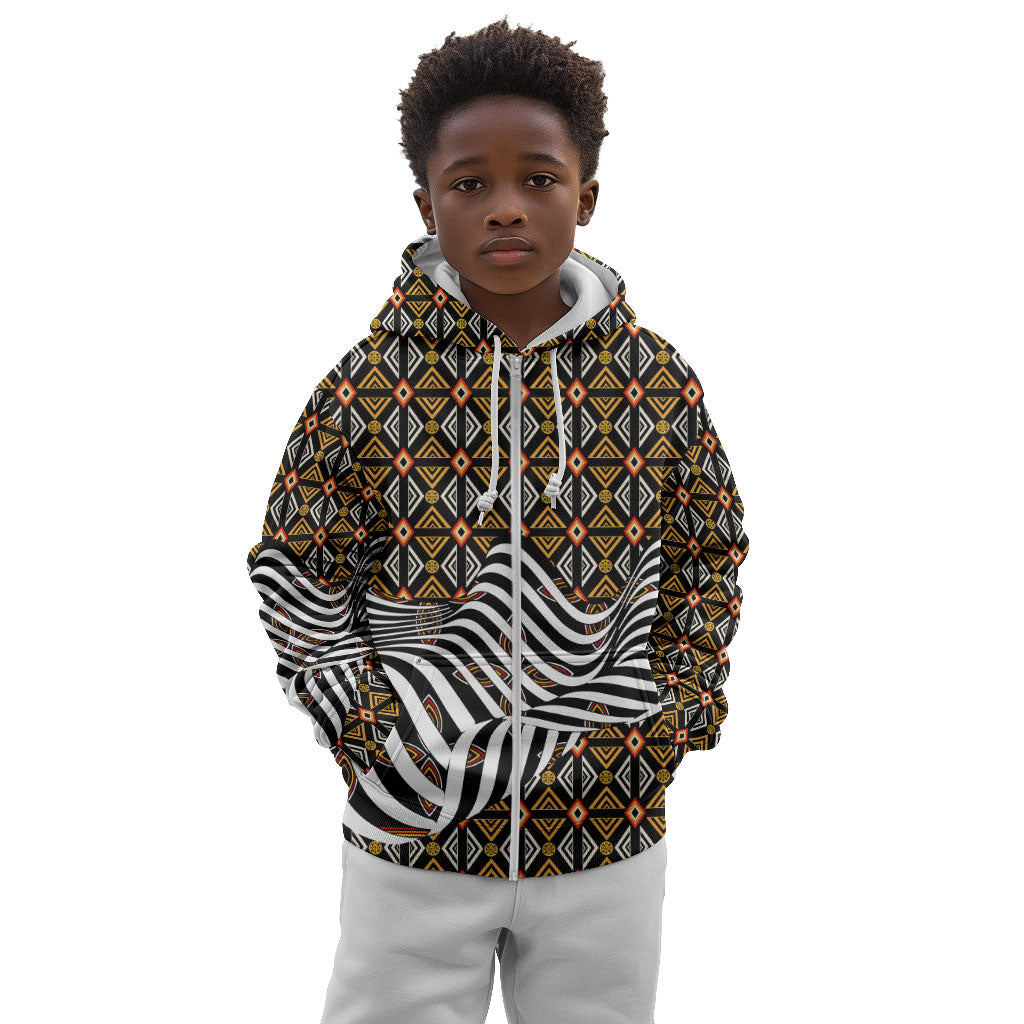 Cameroon Toghu Bamenda Kid Hoodie African Traditional Art